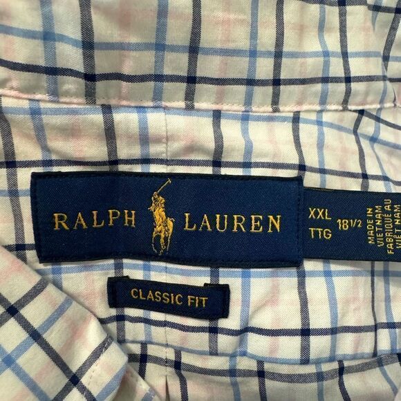 Polo Ralph Lauren Shirt Men’s XXLarge Plaid Cotton Blend Button Down Pony Logo - Picture 2 of 7